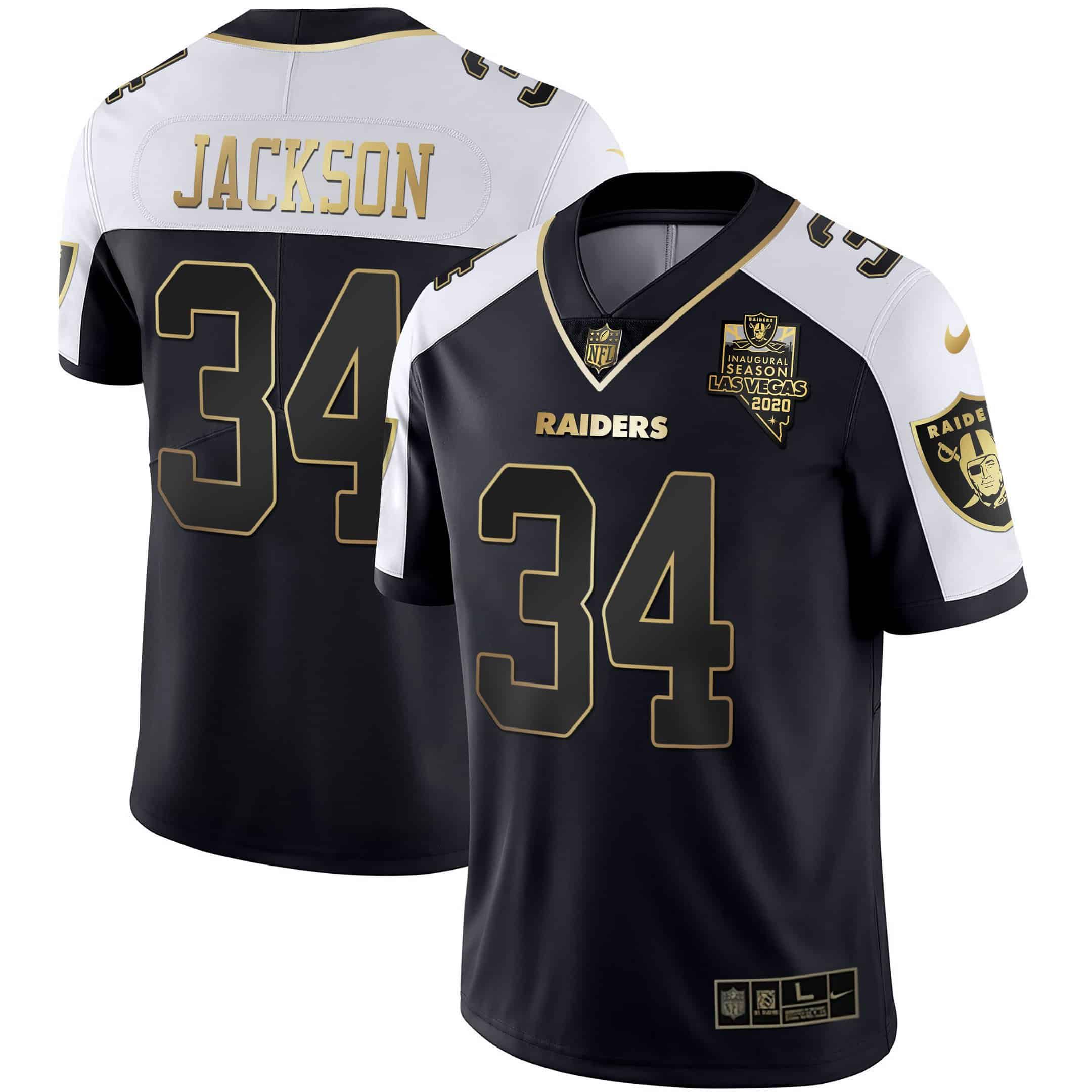 Men Oakland Raiders #34 Jackson 2024 Nike Vapor Black Gold & Black Inverted Limited NFL Jersey